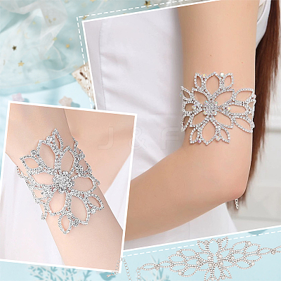 2Pcs Crystal Rhinestone Flower Link Bracelet BJEW-FG0001-02-1