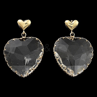 Glass Heart Dangle Stud Earrings EJEW-Q800-17A-KCG-1