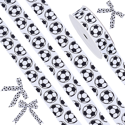 Polyester Football Pattern Ribbon OCOR-WH0078-556-1