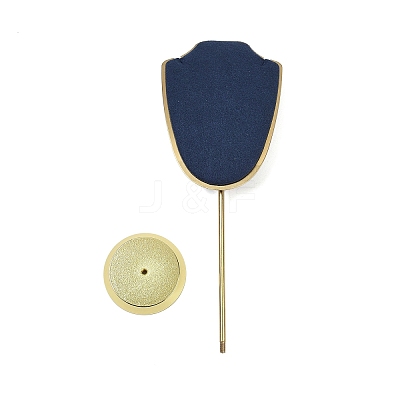 Bust Shaped Microfiber Necklace Display Stands with Golden Tone Aluminum Alloy Support ODIS-H006-01C-1