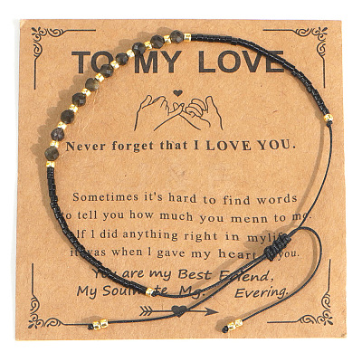 Elegant Natural Gemstone & Glass Seed Round Beads Braided Beaded Bracelets for Women HW1161-12-1