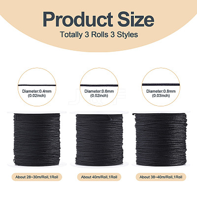 3 Rolls 3 Styles Round Nylon Braided Cord NWIR-TADJ0001-03D-1