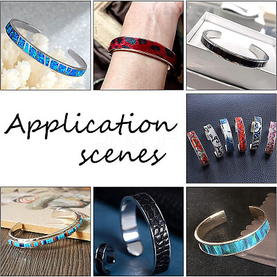 304 Stainless Steel Grooved Line Open Cuff Bangle for Men Women STAS-UN0043-40-1
