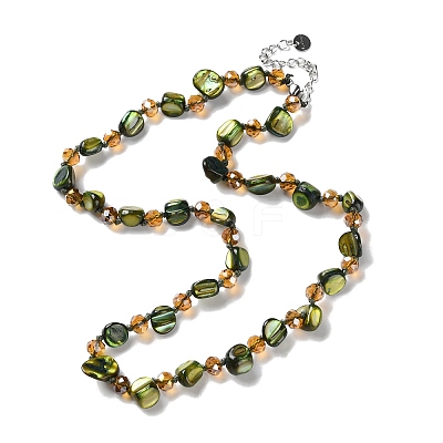 Boho Dyed Natural Shell Chip & Glass Beaded Necklaces for Women NJEW-H047-03-1