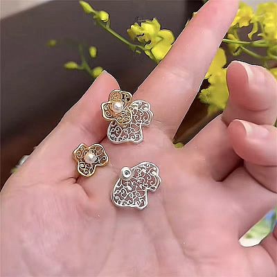 Alloy & Imitation Pearl Stud Earrings WG51E44-01-1