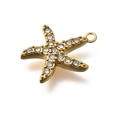304 Stainless Steel Micro Pave Cubic Zirconia Pendants STAS-Z160-01G-01C-1