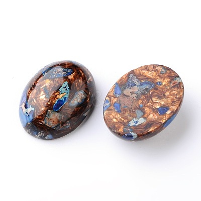 Assembled Synthetic Bronzite and Imperial Jasper Cabochons G-F224-01-1