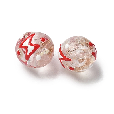 Luminous Handmade Enamel Gold Sand Glass Beads Strands LAMP-U004-08A-1