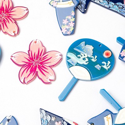 24Pcs 4 Style Acrylic Pendants KY-LS0001-08-1