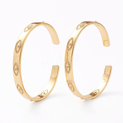 Brass Micro Pave Cubic Zirconia Cuff Bangles BJEW-Z001-02B-1