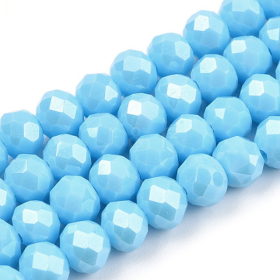 Electroplate Glass Beads Strands EGLA-A034-P8mm-A06-1