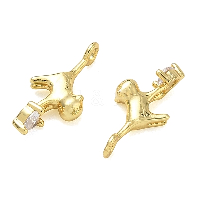 Brass Micro Pave Clear Cubic Zirconia Pendants KK-CBAD9DF-06G-1