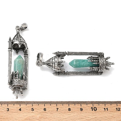 Natural Amazonite Faceted Pointed Bullet Shaped Big Pendants G-P613-01AS-02-1