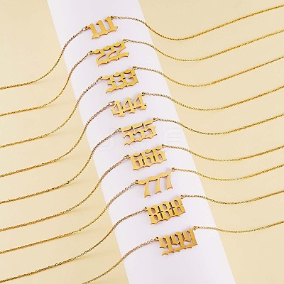 Number Pendant Necklace & Open Cuff Ring JX196A-1