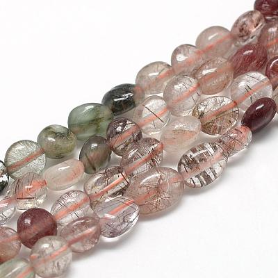 Natural Rutilated Quartz Beads Strands G-R445-6x8-38-1