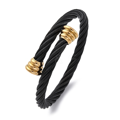 304 Stainless Steel Torque Bangles for Women BJEW-P310-24MC01-1