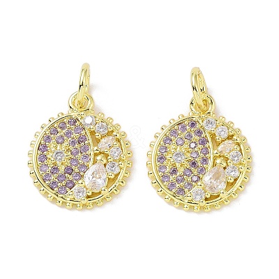 Golden Brass Micro Pave Cubic Zirconia Pendants KK-L209-056G-03-1