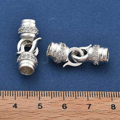 Brass Micro Pave Clear Cubic Zirconia Fold Over Clasps KK-B125-14S-1