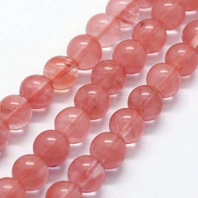 Cherry Quartz Glass Beads Strands G-I199-28-6mm-1