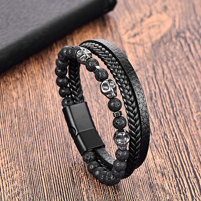 Natural Obsidian Beaded Bracelets PW-WGD5790-02-1