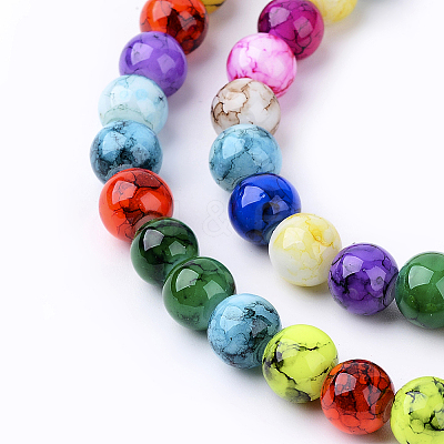 Spray Painted Glass Beads Strands X-DGLA-MSMC001-14-1