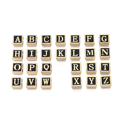 26Pcs 26 Styles 304 Stainless Steel Black Enamel Square Spacer Bars STAS-T073-58G-1