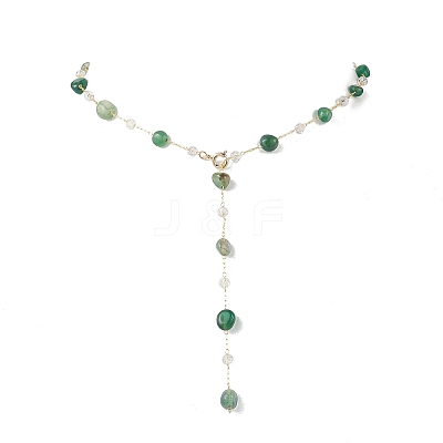 Handmade Natural Green Agate Beaded Chains Earring & Necklaces Sets SJEW-JS01342-04-1