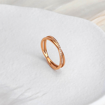 304 Stainless Steel Micro Pave Clear Cubic Zirconia Finger Rings for Women FS-WG1B662-04-1