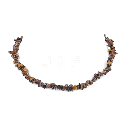 Natural Tiger Eye Chip Beaded Necklaces NJEW-JN04275-01-1