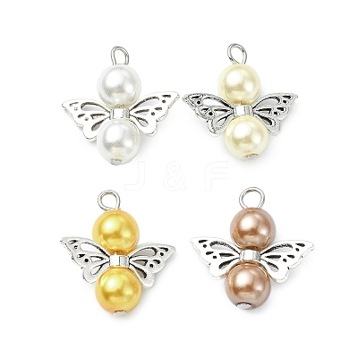 24Pcs 24 Colors Glass Pearl Pendants PALLOY-JF03066-1