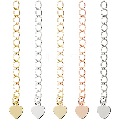 50Pcs 5 Colors Rack Plating Brass Chain Extender FIND-BBC0004-80-1