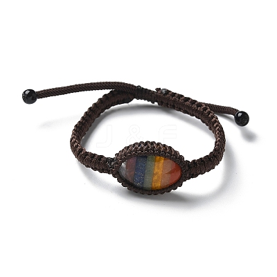 Adjustable Oval Chakra Natural Gemstone Braided Bead Bracelets BJEW-H626-02-06-1