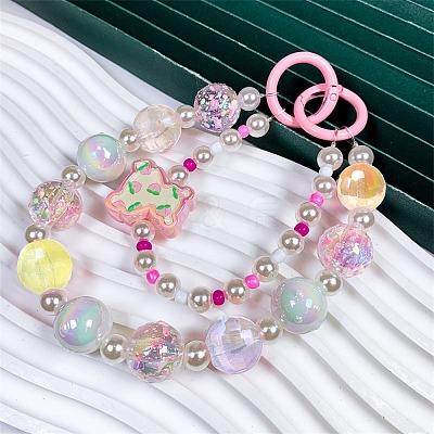 30Pcs Rainbow Iridescent Plating Acrylic Beads TACR-CJ0001-52-1