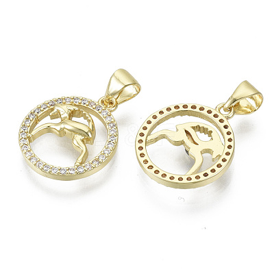 Brass Micro Pave Cubic Zirconia Pendants X-ZIRC-S061-199H-G-NF-1