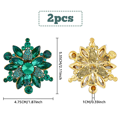 2Pcs Rhinestone Flower Brooch Pin JEWB-HY0001-10A-1