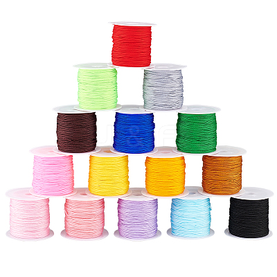 15 Rolls 15 Colors Nylon Satin Rattail Cord NWIR-PH0002-04-1