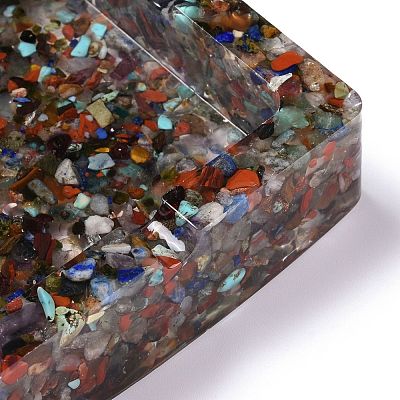 Resin with Natural Mixed Stone Chip Stones Ashtray DJEW-F015-04A-1