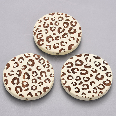 Painted Natural Wood Beads X-WOOD-N006-07E-1