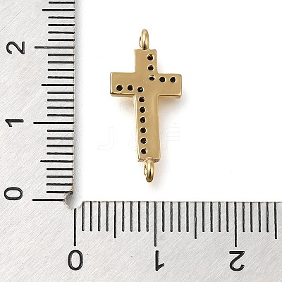 Brass Pave Black Cubic Zirconia Connector Charms KK-M101-02G-G02-1