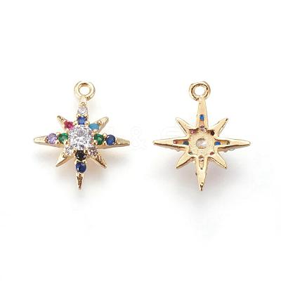 Brass Cubic Zirconia Charms KK-O119-18G-1
