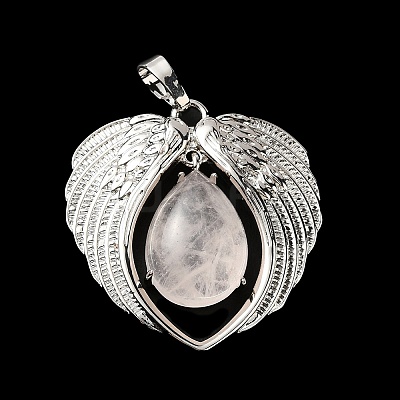 Natural Rose Quartz Teardrop Pendants KK-K331-02P-02-1