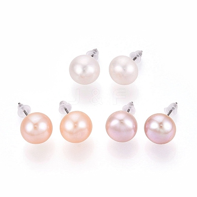 Natural Pearl Stud Earrings PEAR-N020-13A-01-1