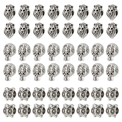 60Pcs 3 Style Alloy European Beads MPDL-CA0001-02-1