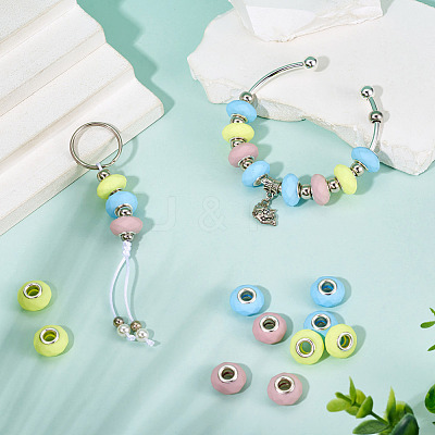 30Pcs Spray Painted Faceted Resin European Beads RESI-TADJ0001-05B-1