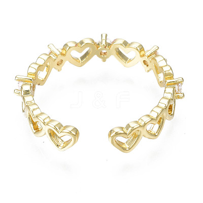 Exquisite Cubic Zirconia Heart Cuff Ring RJEW-N035-057-NF-1