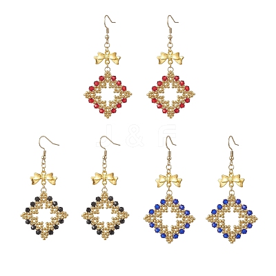 3 Pairs Glass Dangle Earrings EJEW-MZ00709-1