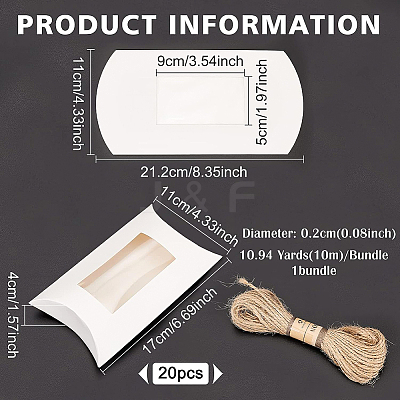 20Pcs Paper Pillow Boxes CON-BC0002-38A-1