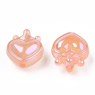 UV Plating Rainbow Iridescent Acrylic Beads OACR-T027-01-A05-1