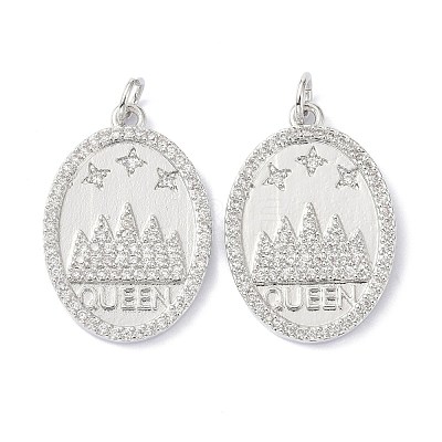 Brass Cubic Zirconia Pendants ZIRC-C022-37P-1