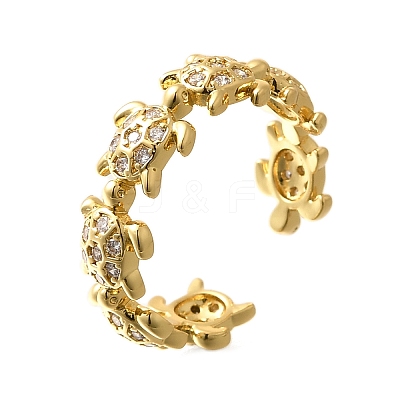 Brass Micro Pave Clear Cubic Zirconia Cuff Rings for Women RJEW-Q008-13G-1